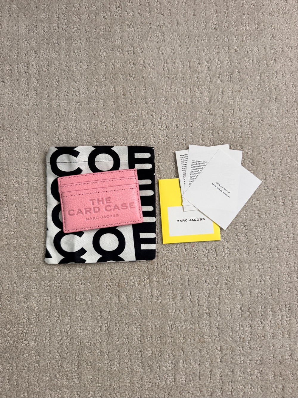 Marc Jacobs Pink Leather Card Case with Logo Detail